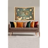 Ontheclouds Mavi Avatar D&uuml;nya Haritası Leke Tutmaz Kadife Kumaş Duvar &Ouml;rt&uuml;s&uuml; Duvar Halısı Tapestry, 70 x 100