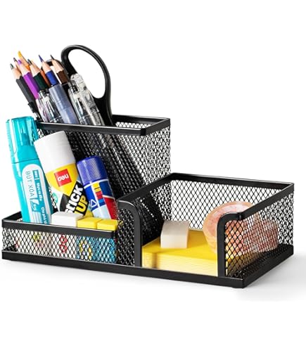 PUNCIA Brievenbus van metalen mesh met 4 niveaus, bureau-organizer, multimedia-opbergdoos, lade-organizer, stapelhouder, documenten voor thuiskantoor (zwart