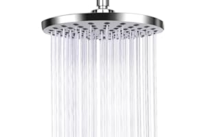 AiQInu 9.6 Zoll Runder Duschkopf Regendusche,Verstellbarer Kopfbrause Wassersparend mit Anti-Kalk-Düsen,Wasserfall-Duschkopf aus Edelstahl,Durchmesser 24.5cm