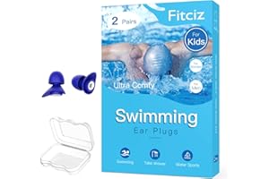 Fitciz Bouchons d'Oreille De Natation pour Enfant (Âge 10+) - Boule Quies Piscine pour Enfants - Avec Étui pour Nageurs - Confortables Imperméables (Taille Enfants, 2 Paires)