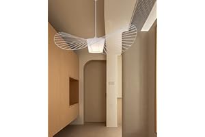 ‎TJSC TJSC Vertigo Lampe Weiß 100cm Vertigo Pendelleuchte Wohnzimmer, E27 LED Kronleuchter Retro Vertigo, Glasfiberstahl + Polyurethan Vintage Hut Hängeleuchte, Modern Kronleuchter Höhenverstellbar