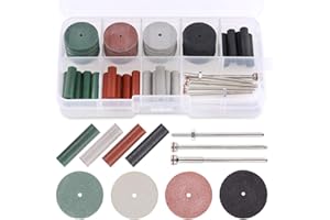 Swpeet 46-teiliges Polierscheiben-Set, 40 Stück, 4 Farben, gemischte Labor, Beauty, Silikonkautschuk, Polierscheiben und Polierpartikel + 6 Dornschaften, perfekt für rotierende Handstücke,