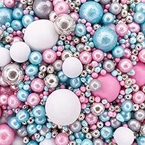 A Pinch Of - Bigger - Pearls Mix - High Shine Blue Cake Topper Sprinkles - 70g Edible Shimmer Ball Cupcake Decorations - Weddings, Christenings & Parties