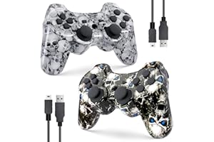 GBCON Wireless Controller for PS3 High Performance Double Shock Gamepad Joystick Remote Compatible with Play station 3 (Black Ghost, White Skull)
