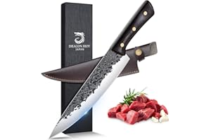 DRAGON RIOT Cuchillo Chef de 8 pulgadas, Cuchillo de Cocina Profesional Forjado a Mano, Cuchillo Japones Gyutou, Cuchillo Japones Profesional de Alto Carbono para Carne