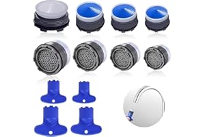 SCDZY Strahlregler Wasserhahn, 8 Stück Perlatoren für Wasserhähne 16.2-23.5 mm Wasserhahn Luftsprudler Wassersparer Wasserhahn Sieb Einsatz mit 4 Größen Schraubenschlüssel