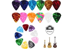 Kafeiya 30 Piezas Púas para Guitarra,Púas de Celuloide,3 Espesores 0,46/0,71/0,96mm,Púas de Celuloide para Guitarras Eléctricas,Clásica,Acústicas,Bajo o Ukelele