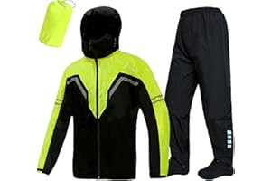 VIKAMAKA Waterproof Rain Suit for Men,Lightweight Rain Jacket and Pant Portable Reflective for Motorcycle Cycling Rain Gear
