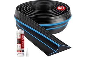 Jin&Bao Universal Garage Door Threshold Seal Strip 16FT Kit, Bottom Waterproof Rubber Weather Stripping Replacement（Blue）