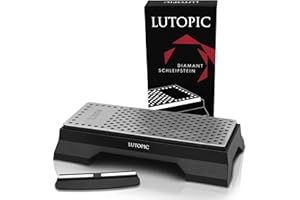 LUTOPIC Pierre d'affûtage diamantée PRO Grain 600/1200 [Nouvelle génération] avec aide angulaire Affûteur de couteaux professionnel, affûteur de couteaux, affûteur de couteaux