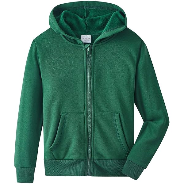 Spring&Gege Sweat à Capuche Zippé Polaire Garçon – Doux Et Chaud – Couleurs Unies – 3 à 12 Ans
