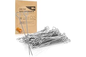 COM-FOUR® 100x Agujas para roulade hechas de acero inoxidable - Brochetas de carne de 11 cm de largo - Brochetas premium en un juego (100 piezas - aguja)