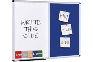 Wonderwall Combination Duo Noticeboard/Dry-Wipe Whiteboard - Blue - 3 Sizes to Choose from (90 x 60cm) - for Office, School, Home