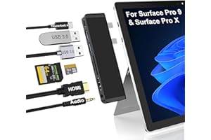 RYTAKI Surface Pro 9 Hub Docking Station mit 4K HDMI, USB-C Thunderbolt 4(8K@30Hz Video+40G Daten+100W PD), 2 USB 3.0, SD/TF Kartenleser, 3.5mm Audio, Dreifach-Display für Microsoft Surface Pro 9/Pro X