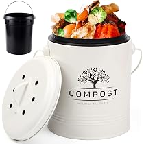 Poubelle Compost Cuisine 5L – Bac à Déchets Organiques Compteur Anti-Odeur, Design Fermier