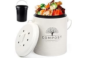 Perfnique Bac à Compost de Cuisine, bac à Compost de comptoir de 5 litres avec Couvercle, Seau à Compost intérieur avec Doublure intérieure et Filtre à Charbon, Petit bac à Compost