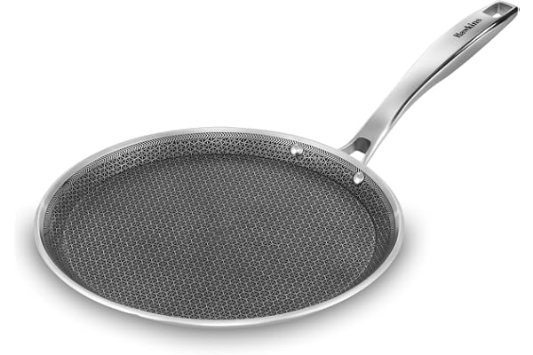 Hawkins Pro 26 cm Tri-Ply Stainless Steel with Shielded Nonstick Induction Flat Tava, Tawa with Stainless Steel Handle, Silver (PSNFT26)