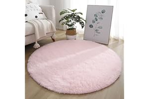 KAYBTNT Round Rug, Fluffy Shaggy Aesthetic Circle Rug, Plush Washable Non-Slip Soft Area Circular Fuzzy Rugs, Cute Carpet for Kids Baby Nursery Girls Living Room Bedroom Home,Pink,100cm/40inch