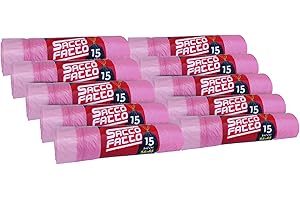 EFFENNE GROUP 150 Sacchi spazzatura ROSA pesca, sacchetti plastica con manici, 55x65cm, sacchetti trasparenti PROFUMATI, sacchetti spazzatura, raccolta differenziata, raccolta differenziata esterno (150)