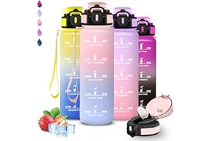 GRSTA Borraccia 1 litro, Borraccia con Cannuccia, Senza Perdite, Water Bottle Motivazionale, Facile da Pulire, Bottiglia Trekking, Con Slogan Motivazionale, Water Bottle per Sport, Escursionismo, Ciclismo