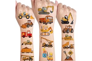 ‎SUNYOVIME Tattoo Kinder,Hautfreundliche Kindertattoos Set für Kinder Jungen mädchen,10 Blätter Wasserdichte kinder tattoo mit Bagger/Baufahrzeug/Fahrzeug/LKW/Auto usw für Kindergeburtstag Mitgebsel Party Deko