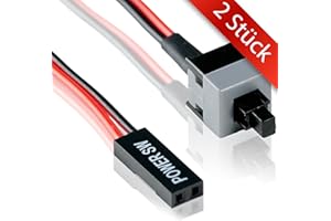 MOVOJA 2 sztuki – włącznik/wyłącznik płyta główna | kabel 45 cm | jakość premium |2 piny | przyłącze PC Power Button do płyty głównej, przełącznika zasilania, przycisku resetowania komputera, wewnętrznego