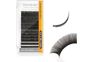 NAGARAKU Ellipse Extension de Cils Plat Professionnel Double Pointe Fendue Individuels Volume Russe Cils à Cils en Soie Naturel Design en Forme de U Plus Doux Plus Léger Charbon 12 Row(0.15 C 8-15mm)