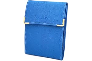 Charmoni - étui Pochette Porte chéquier Longue Pliant - Talon à Gauche - 3 emplacements Carte bancaire - 3 Plis - Compact - en Cuir Vachette - 10,5 cm X 14,5 cm (ZSF Bleu électrique)