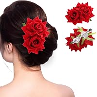 Mecool Blumen-Haarclip Brosche - Große Rose Aus Stoff, 13 Cm Durchmesser, Mit Klemme, Für Haar & Kleidung, Hochzeit & Party