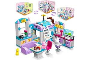HOGOKIDS Mädchenzimmer Baukästen - 194 Stück Freunde Haus Schlafzimmer Wohnzimmer Küche 3 in 1 Bauklötze Bausatz Spielzeug Weihnachten Geburtstag Geschenk für Kinder Mädchen Jungen 6 7 8 9 Jahre alt