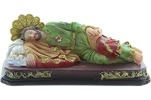 Palais du Rosaire Palacio del Rosario Estatua de San José que duerme en resina colorida 12 cm - Estatua de los Santos - Culto cristiano de Plástico