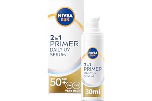 NIVEA SUN UV 2in1 Primer Daily UV Serum SPF50+ (30ml), Frangrance-Free Sunscreen with High SPF, Ideal as Makeup Base, Moisturising Formula with Hyaluron, No White Cast