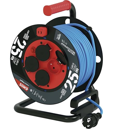 Enrouleur De Câble électrique 40m Brennenstuhl - Protection Différentielle 30mA, 4 Prises, IP44 (fabriqué En France) - 9