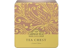 ‎AHMAD TEA Ahmad Tea - Tea Chest - Geschenkdose mit Schwarz- und Grüntees - Earl Grey, English Tea No 1, English Breakfast, Grüner Tee - Einzeln verpackt und aromaversiegelt - 40 Teebeutel