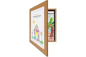 Americanflat A4 Bilderrahmen für Kinderzeichnungen - Eiche - Zeigt 22x28 mit Passepartout & 25x32 ohne Passepartout - Verbundholz mit Bruchsicherem Glas - Horizontale & Vertikale Versionen