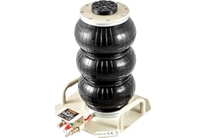 VEVOR Cric Pneumatique 3 T 140-450 mm Cric de Levage Pneumatique 0,8-1,0 MPa Gonflable 3 Coussins d’Air Portable Levage Rapide en 5 Secondes pour Réparation Entretien Voiture SUV Atelier Garage