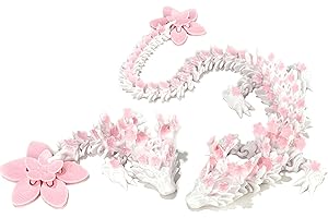 ZGGZHEIM 2er Set 3D Druck Drache Sakura Weiß Rosa,Gelenkiger Cherry Blossom Dragon Figur,Articulated Printed Dragon Spielzeug, 3D Gedruckter Drache als Deko für Kinderzimmer,Geschenkidee Drachen (29cm & 15cm)