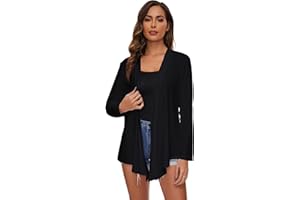 Famrrifuu Gilet Long Femme Cardigan Elegant Manches Longues Veste Léger Ouverte Devant été Gilet Casual