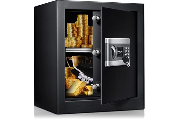Coffre-Fort de De Dépôt avec Serrure Électronique, BITOWAT 43L Ignifuge et Etanche coffre-fort de meubles Pour vos documents d'identité, do cuments A4, ordinateurs portables, bijoux