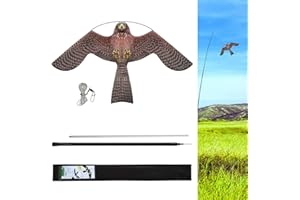 eyijklzo Bird Scarers Kite for Gardens Hawk Kite with 6m Telescopic Pole Pigeon Seagull Deterrent Bird Repellent Devices for Roof Farm Yard Boat (Red)