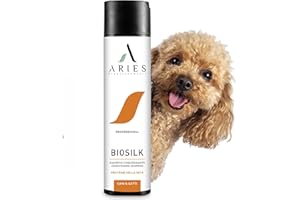 ARIES SOLUZIONI NATURALI Shampoo Cane Per Pelo Riccio 250ml Professionale, Proteine Della Seta Lavanda Shampoo Cane & Gatto Per Cute Sensibili Shampoo Per Cuccioli e Adulti Di Cane Gatto Lavaggi Frequenti Aries