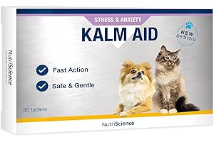 NUTRISCIENCE KalmAid for Cats & Dogs – Anxiety & Stress Relief | Natural Calming Supplement for Vet Visits, Travel, & Behavioral Support (30 Tabs)