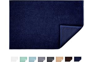 JARITTO Tapis de Bain Antidérapant Absorbant Tapis de Salle de Bain pour Sortie de Douche Baignoire Toilette Cuisine en Microfibre Chenille Lavable en Machine 40 x 60 cm (Bleu Foncé)