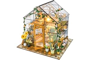 inaepeak DIY Miniatur Haus Selber Bauen, 3D Puzzle Puppenhaus Holz Haus, Puppenhäuser Haus Kit mit LED Licht, DIY Miniaturhaus Bausatz für Erwachsene, Bücherregal Deko Bastelset Geschenken (Garten)