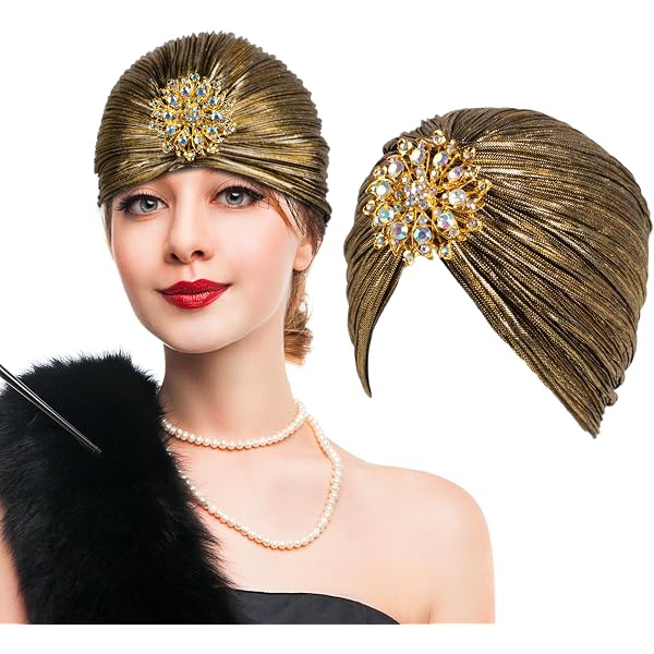 NET TOYS Glitzernder Turban Für Erwachsene – Gold, Größe KW 59, Für Karneval & 1001 Nacht Kostüm