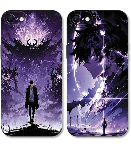 2er-Set IPhone 7/8/SE Hüllen – Attack On Titan Anime-Design, Stoßfest, Mit Kameraschutz, Schwarz
