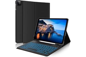FOGARI Custodia con Tastiera per iPad Pro 12.9‘’ [6a/5a/4a/3a Generazione], Italiana Tastiera Retroilluminata Rimovibile, Cover con Funzione Auto Sonno per iPad Pro 12.9'' 2022/2021/2020/2018, Nero