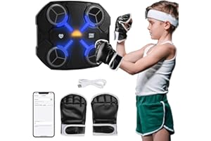 ASHYLE Music Boxing Machine with Gloves, Suitable for Beginners Aged 8+, Smart Bluetooth Punching Machine with USB Charging and Speed Regulation, Boxing Workout Gifts for Kids(Exercise Toys)
