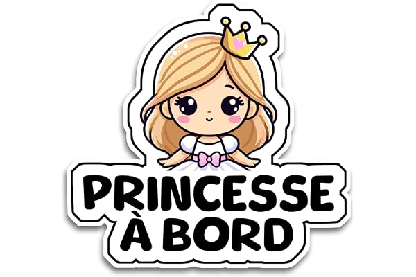Autocollants Bébé à Bord Voiture, Bébé Princesse 16 x 15 cm, Stickers Bebe a Bord Résistants aux UV et Waterproof, Sticker Facile à Appliquer