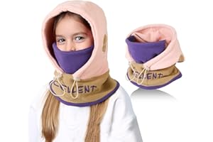 TAGVO Kinder Sturmhaube Winter 4-12, Multifunktional Winddicht Thermo Fleece Wintermütze Gesichtsmaske mit Verstellbarer Kinnriemen, Slouchy Sturmhaube Fahrrad Skimaske Balaclava für Jungen Mädchen